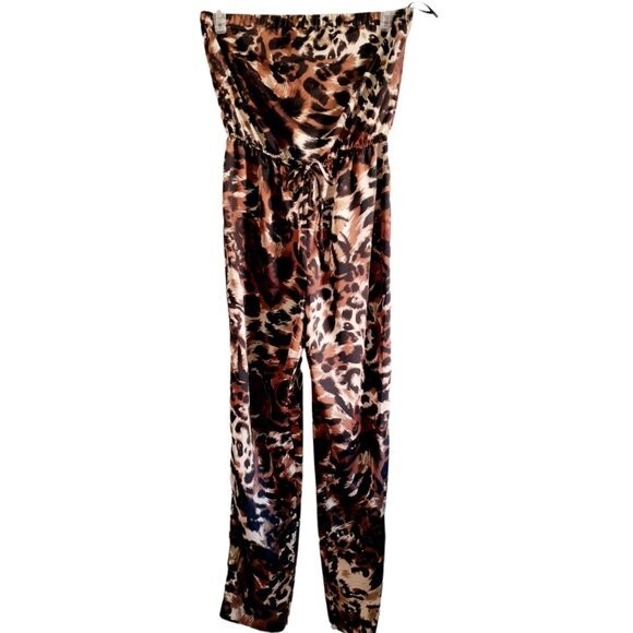 Forever 21 Brown Animal Print Strapless Women's Jumpsuit Medium - Picture 2 of 9